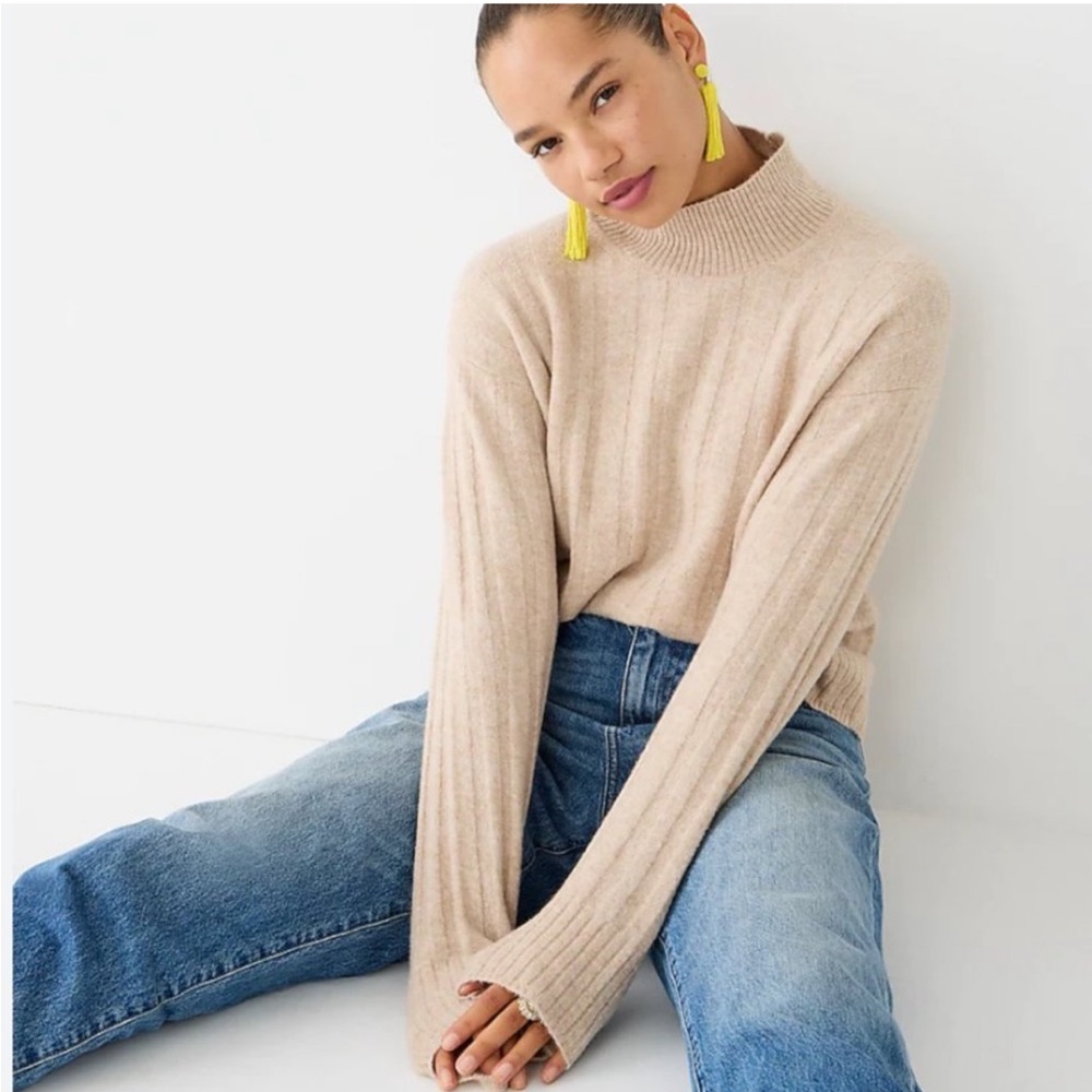 J.‎ Crew Ribbed mockneck sweater in Supersoft yarn